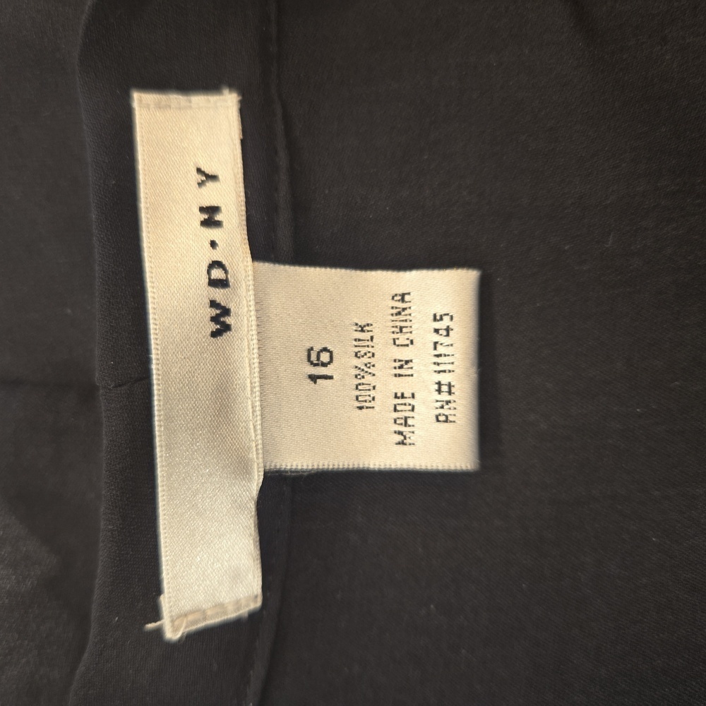 WD.NY Silk Ruffled Button Down Womens Blouse Top Black Size 16 - Picture 6 of 7